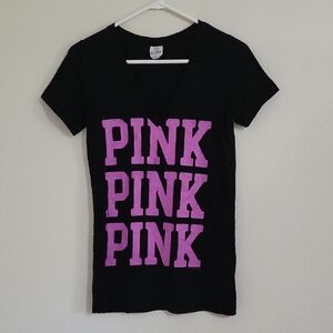 PINK Victoria's Secret V-Neckline Graphic Tee Shirt